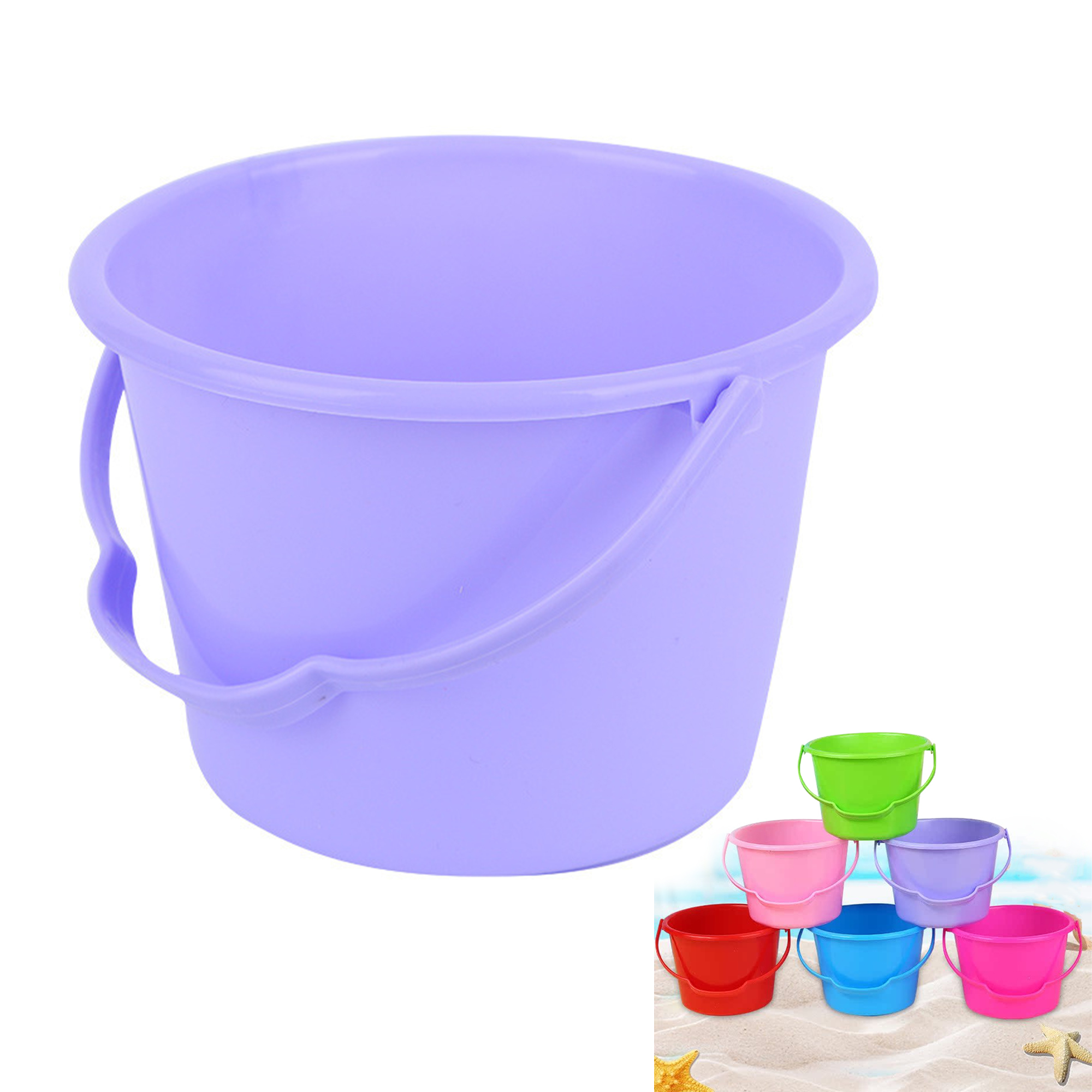 MOQ50 Small Kids Plastic Beach Sand Play Bucket With Handle 6