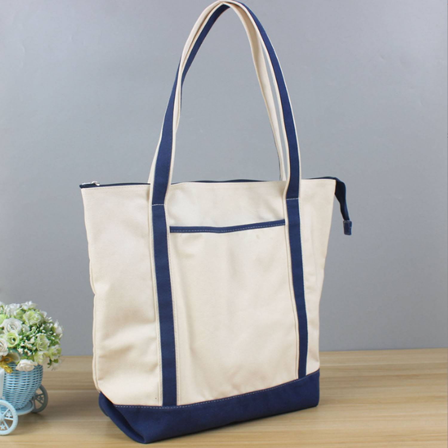Natural Reusable Canvas Tote Bag, custom tote bag with logo imprint 1
