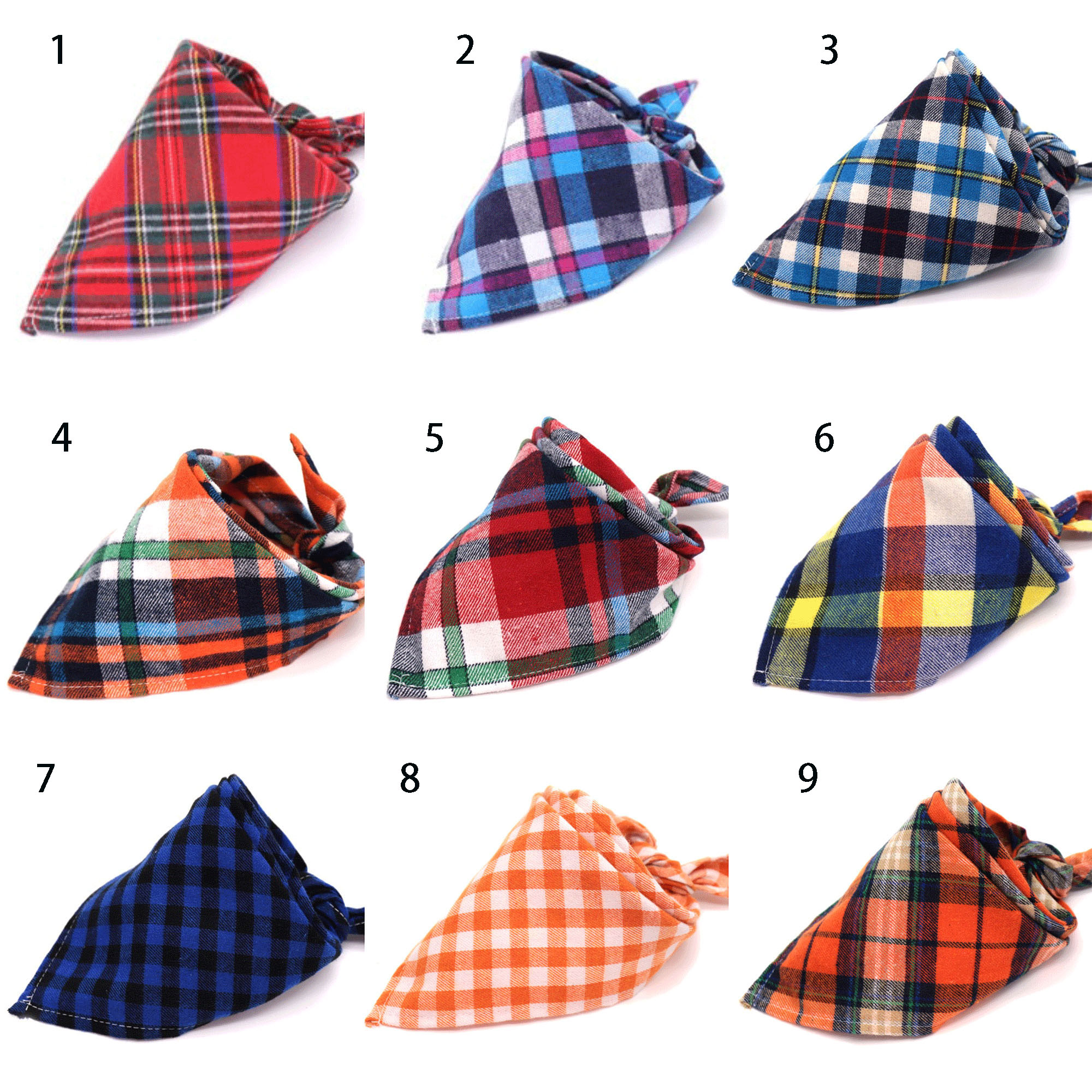 Dog Bandanas Triangle Plaid Bibs 2