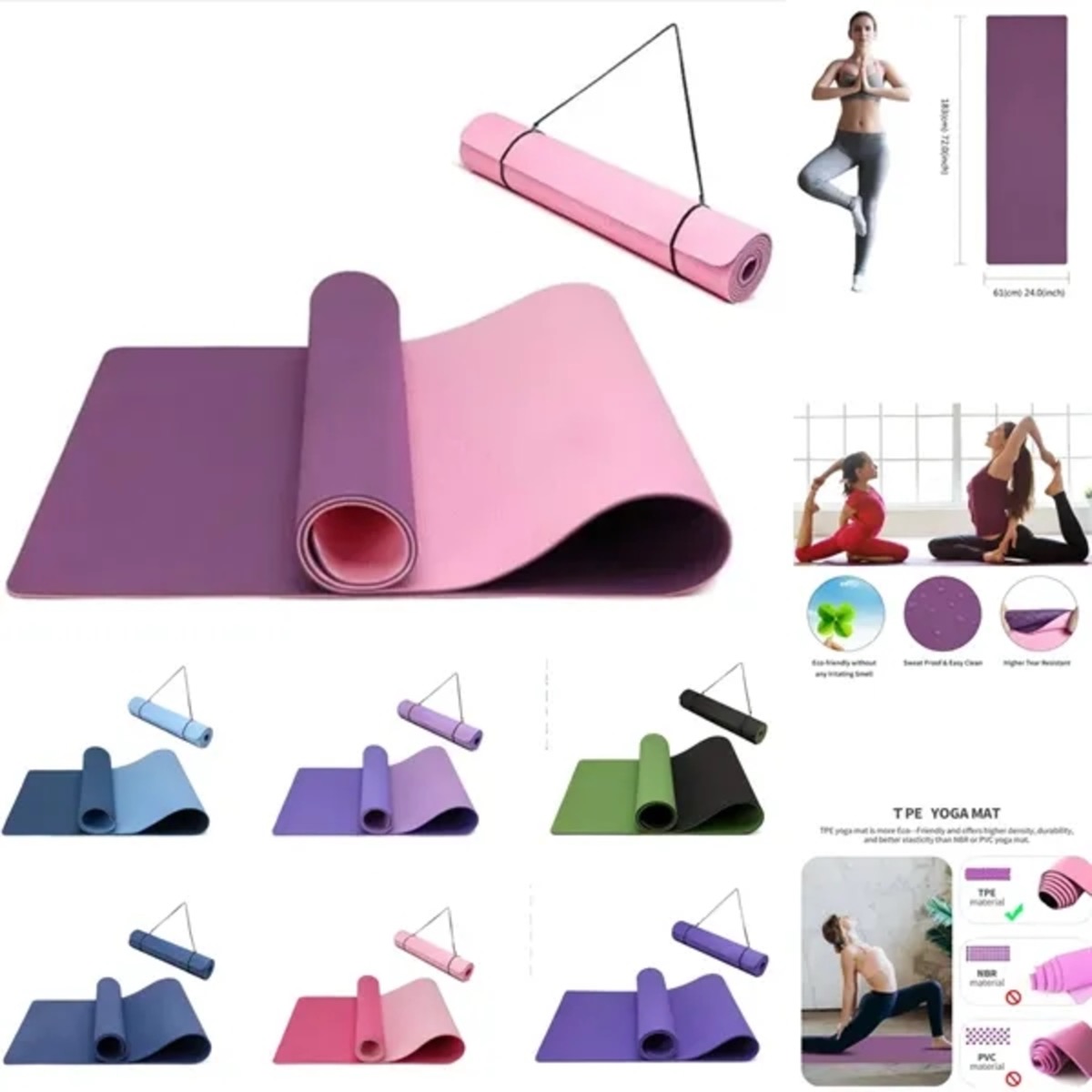 Waterproof TPE Yoga Mat with Carry Handle 2