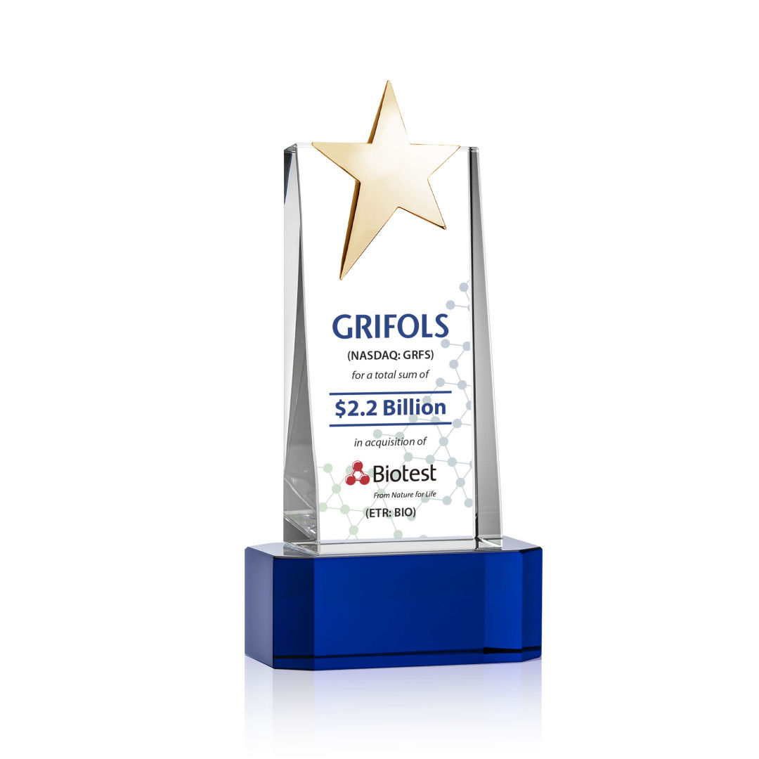 Fanshaw Gold Star VividPrint™ Award on Base - Blue