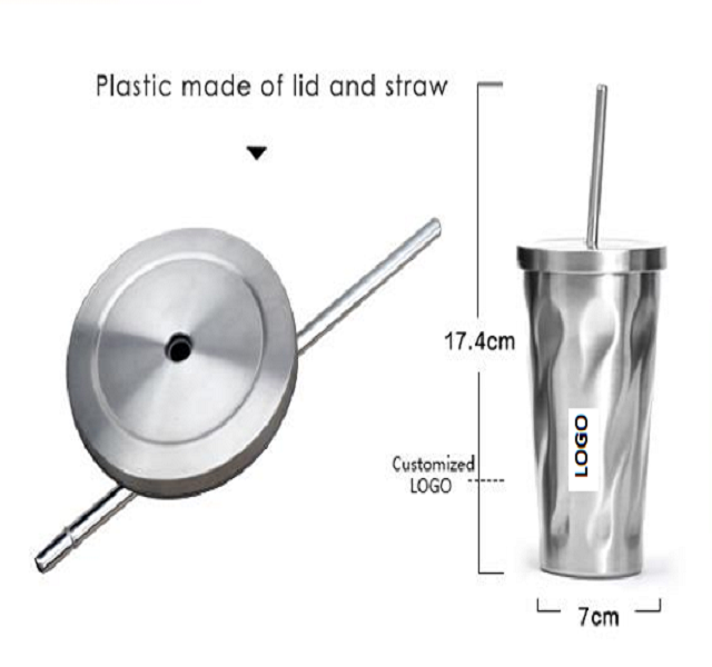 Stainless Steel Tumbler w/ SS Lid & Straw 15oz 2