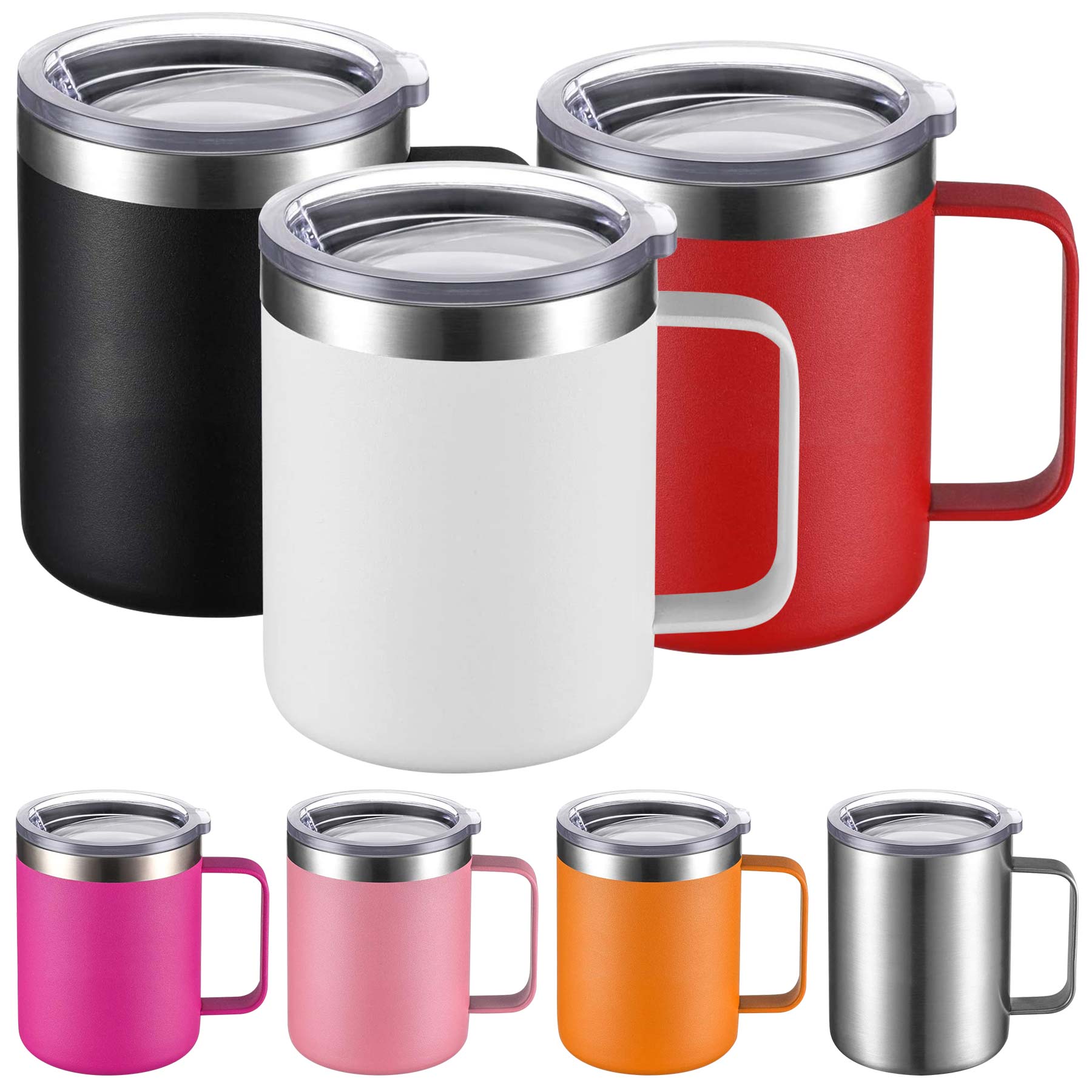 12 Oz Double Wall Stainless Steel Vacuum Insulated Coffee Travel Mug With Lid 1