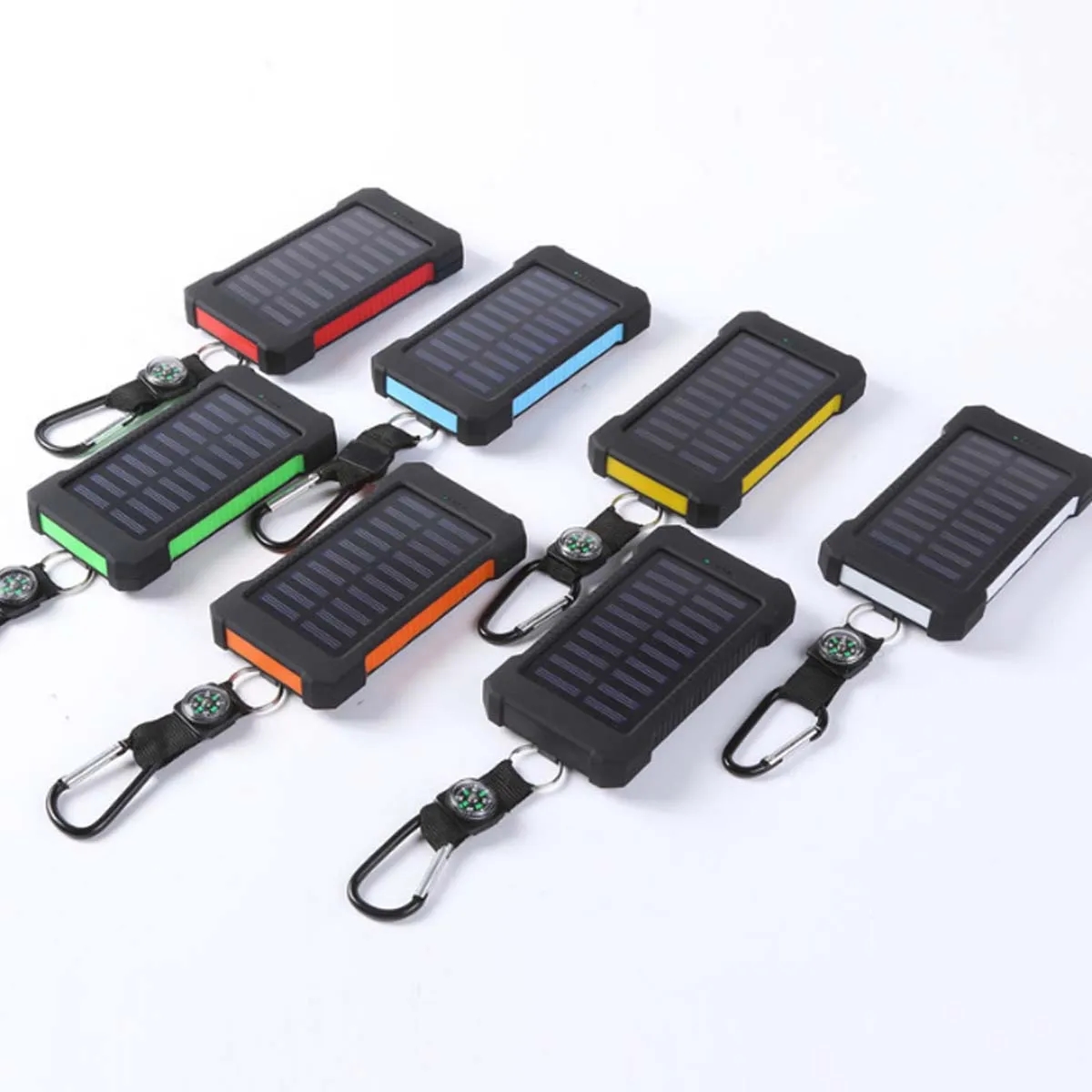 10,000-mAh Solar Power Bank W/ Flashlight compass Carabiner 11