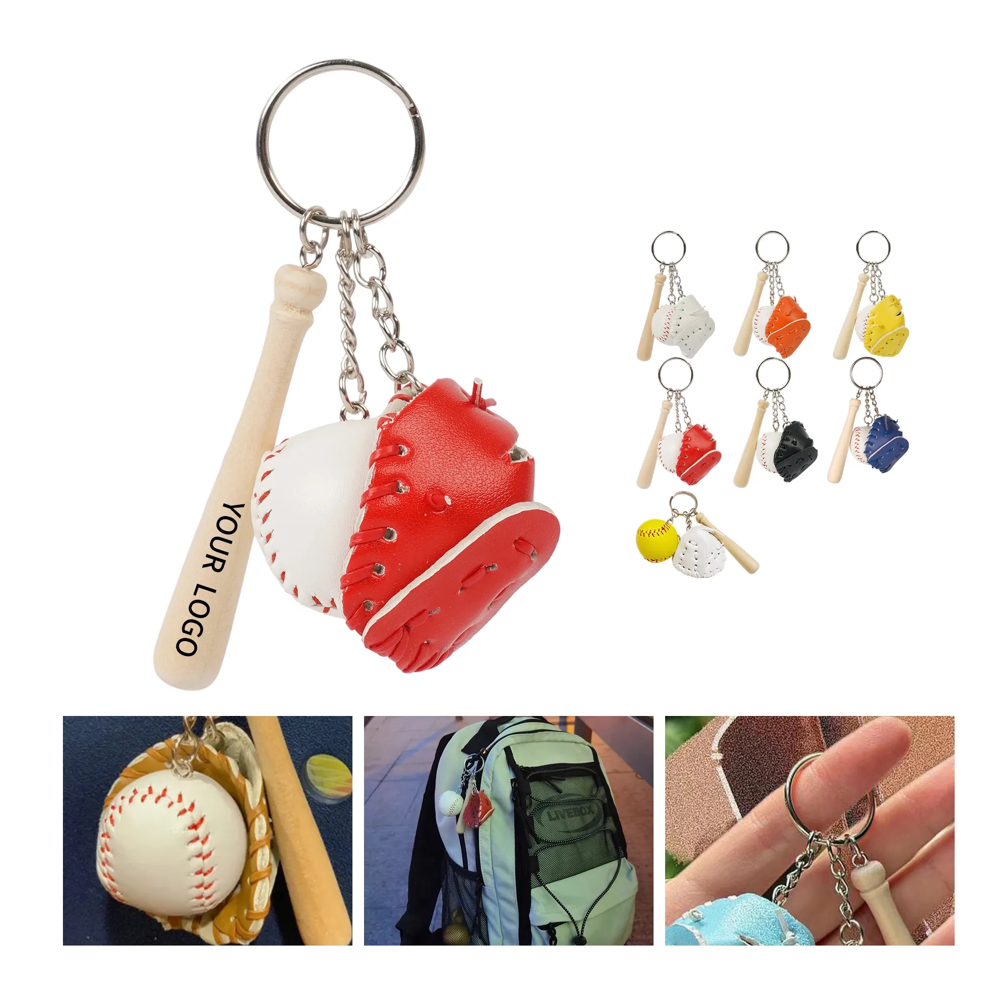 3-In-1 Baseball Keychain with Gloves, Bat, and Ball 3