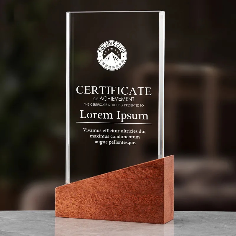 Wood Plaque Crystal Trophy 6