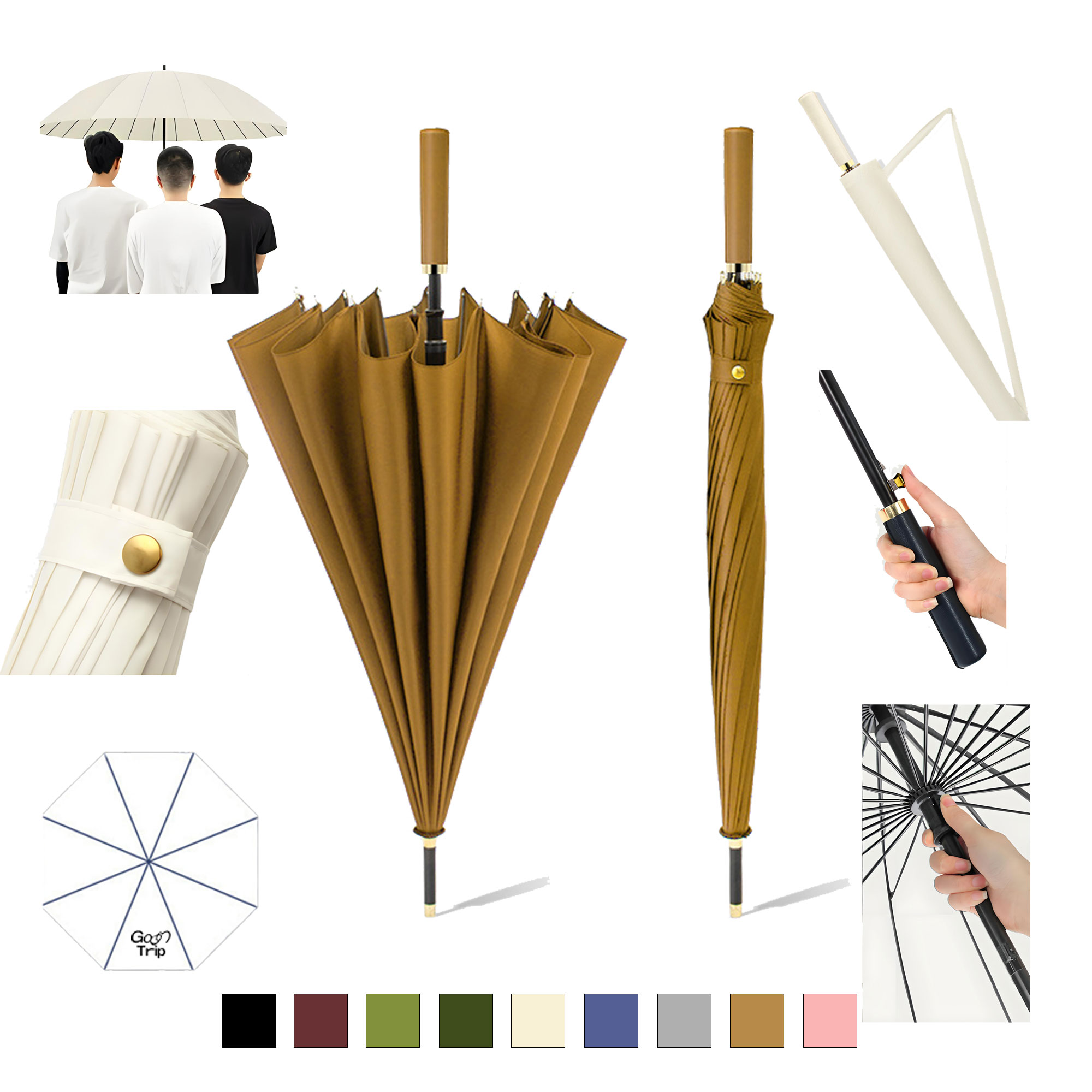 16 Rib Automatic Long Handle Umbrella 4