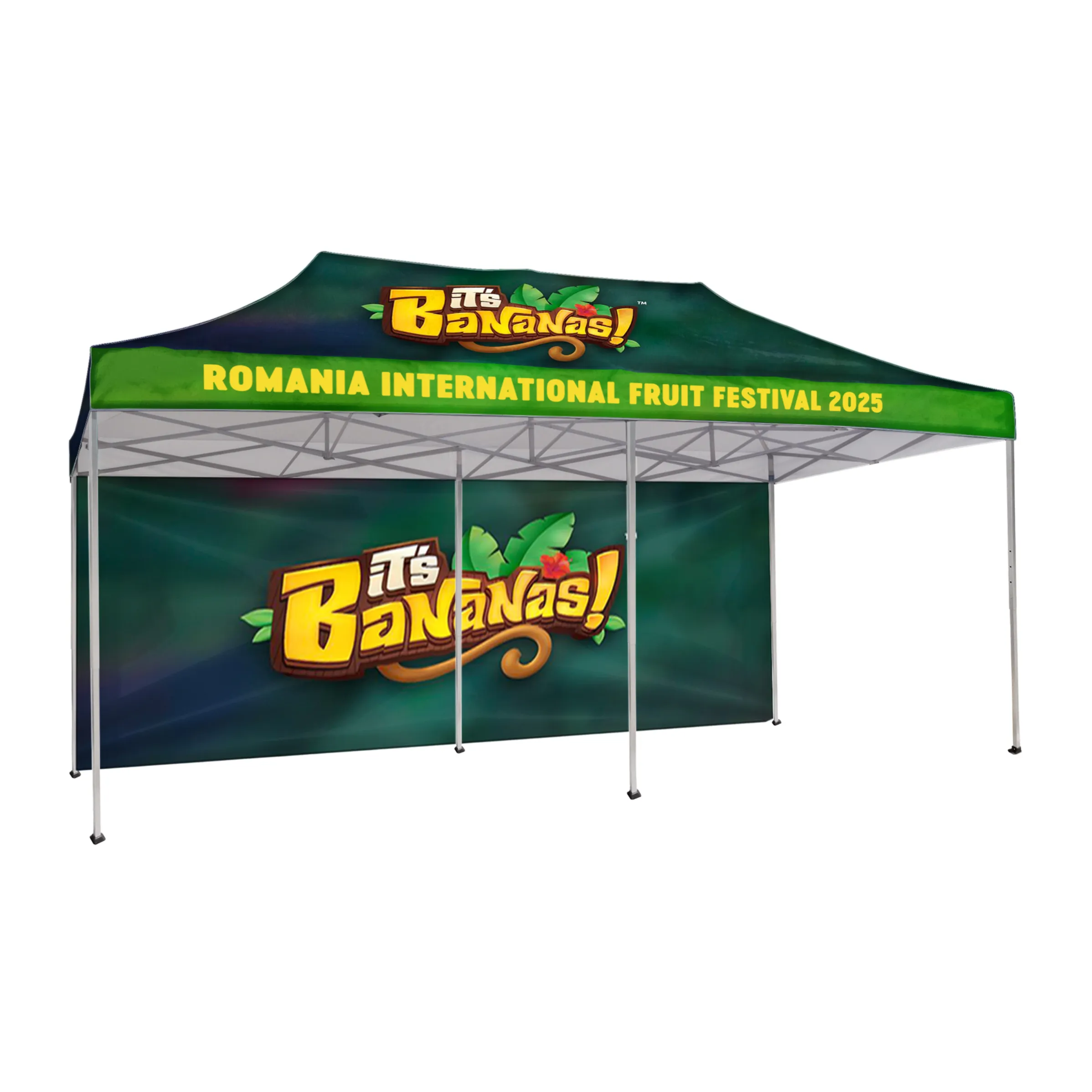 10'x20' Tent Canopy w frame, 1 long full wall 4