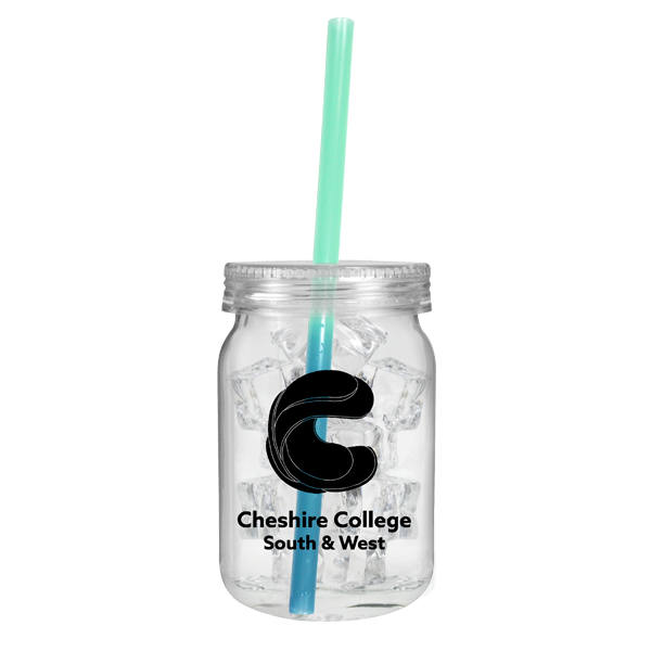 24 oz. Plastic Mason Jar with Mood™ Straw 10