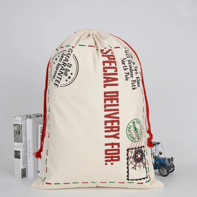 Large Christmas Canvas Gift Bag with Drawstring 7