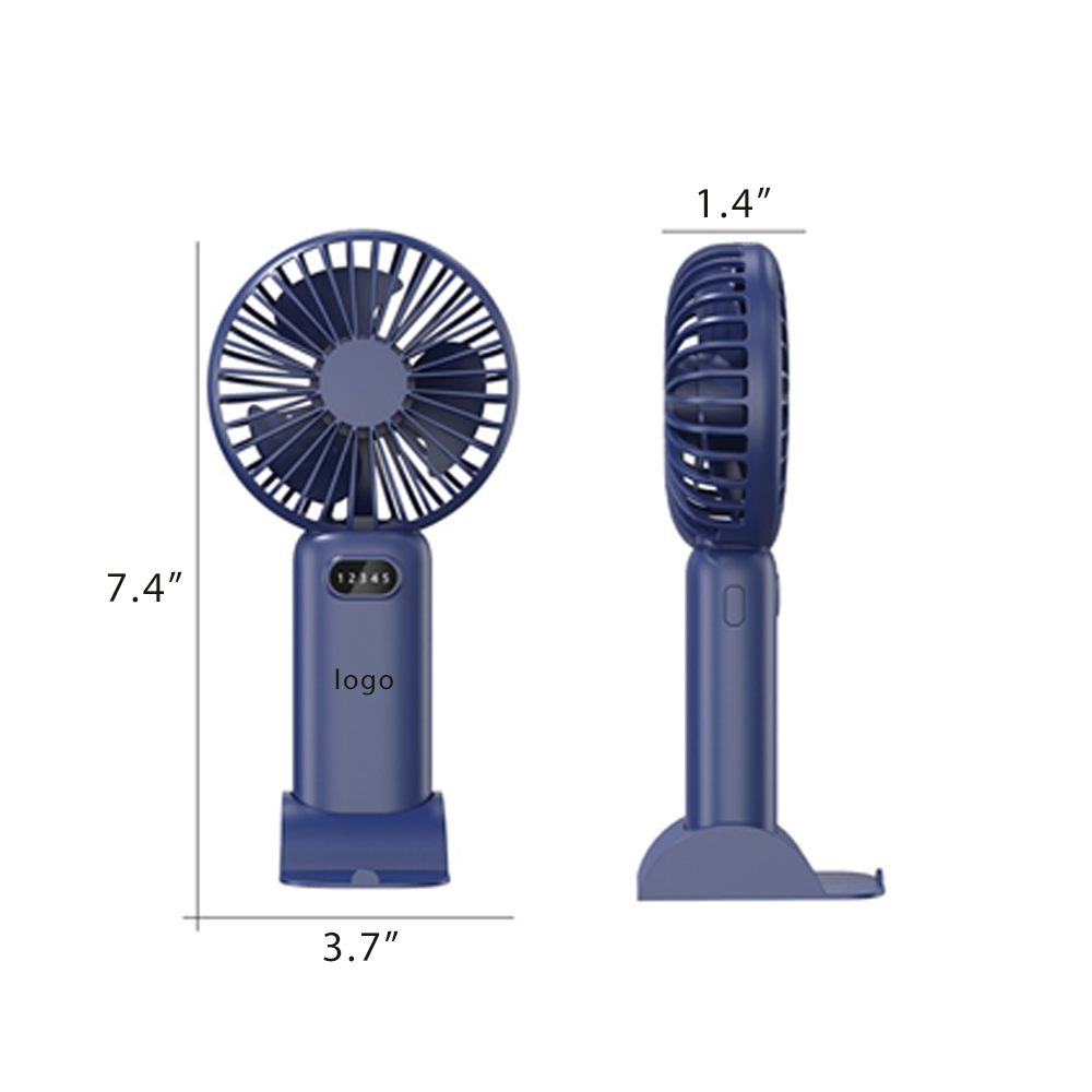 A handheld small fan with 5 wind speeds that can be used as a stand on a desktop 3