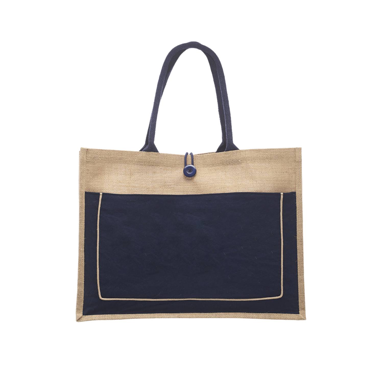 Two Tone Cotton Pocket Jute Tote Bag, custom tote bag with logo imprint 8
