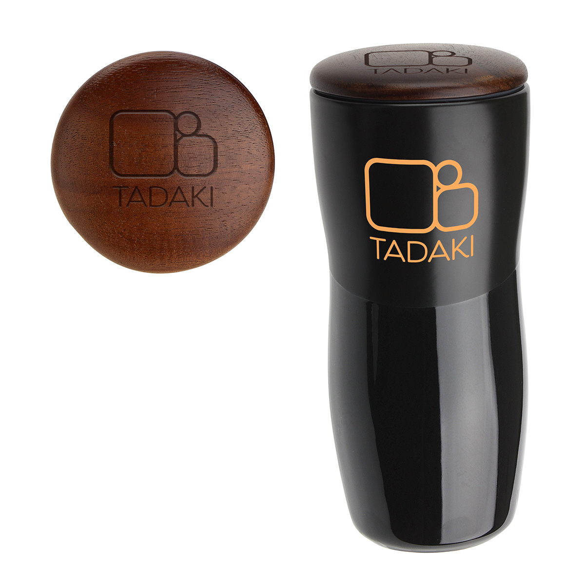 Adriano 12 oz Double-wall Ceramic Tumbler with Wood Lid 18