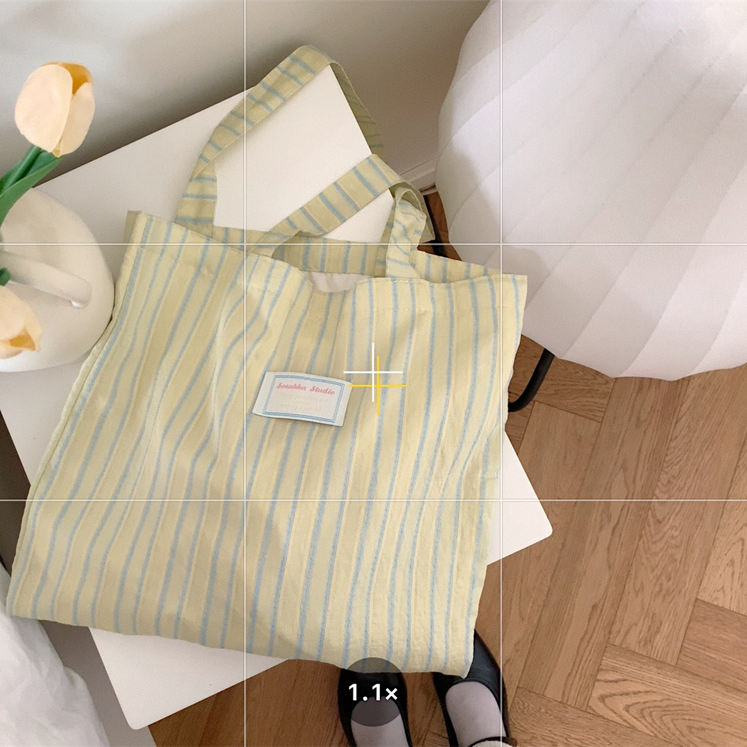 Women's Daily Working Striped Canvas Bag 5