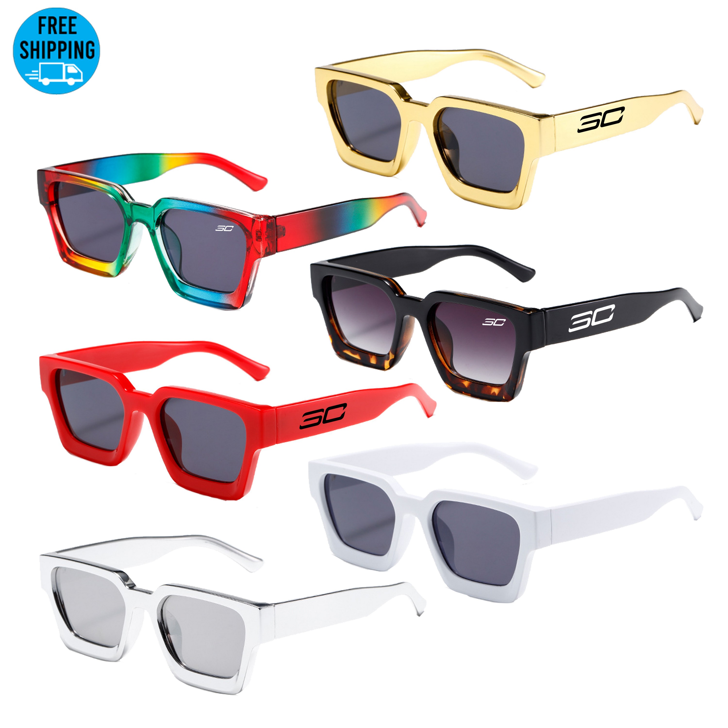 Thick Square Sunglasses for Men Women-Ocean 5