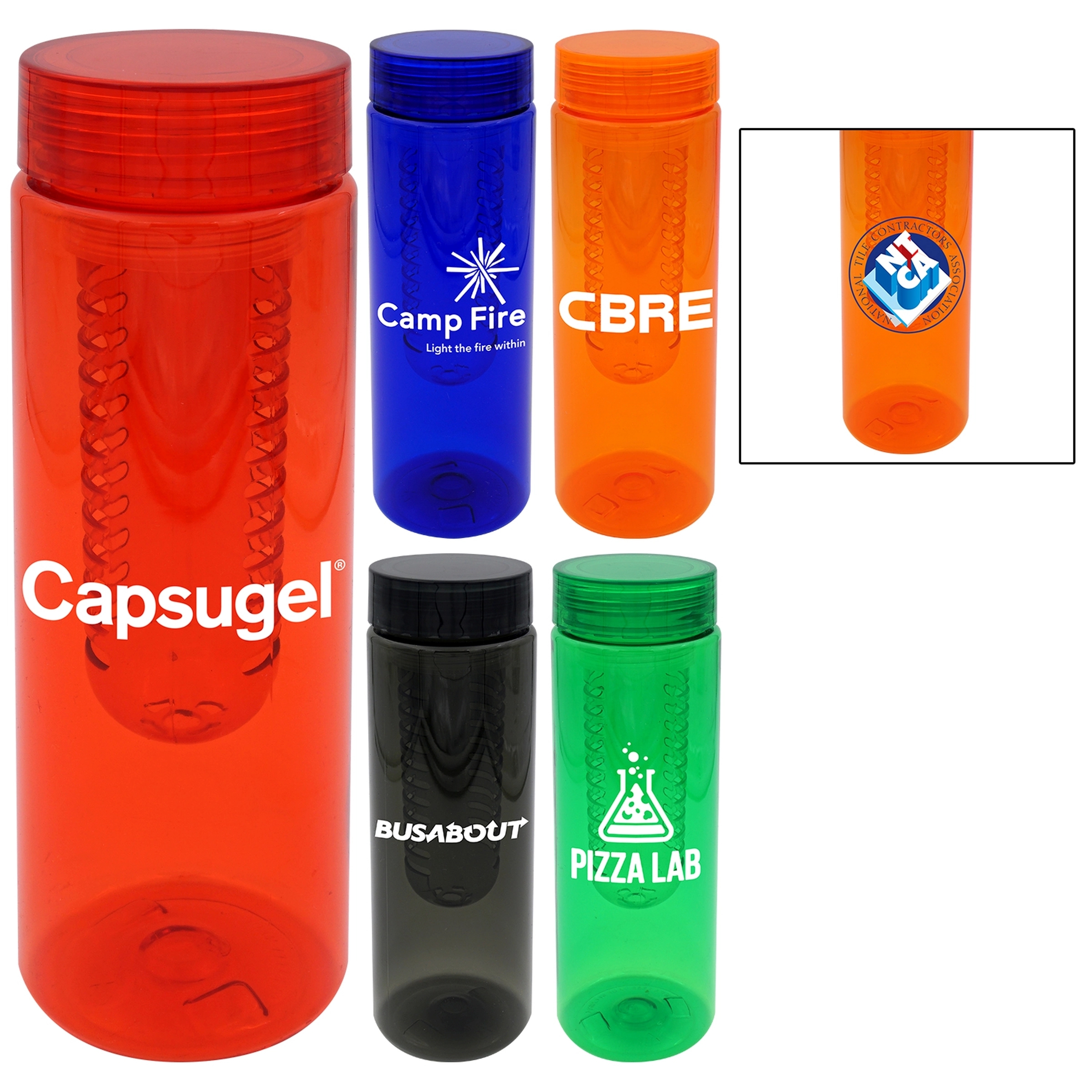 CLEAR VIEW 24 OZ. COLORFUL BOTTLE WITH INFUSER