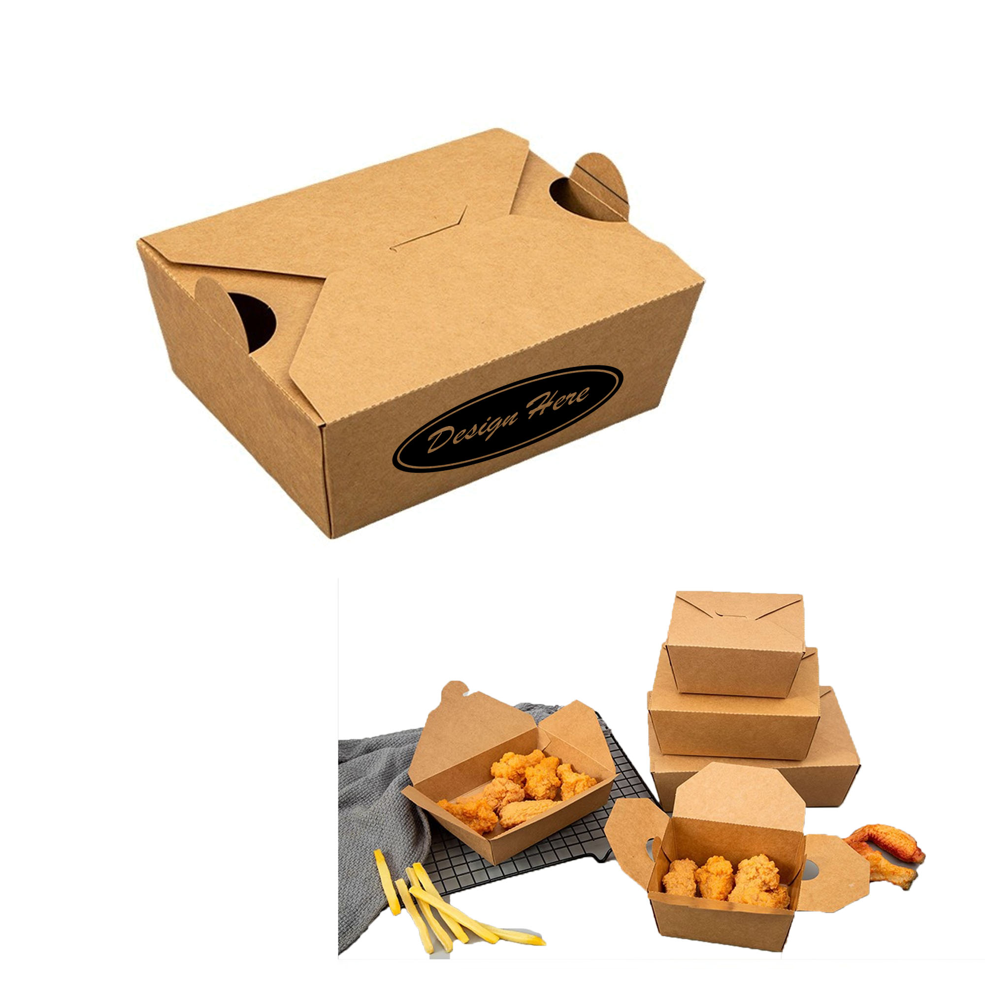 Durable Kraft Paper Lunch Box for Takeout and Meal Packaging 4
