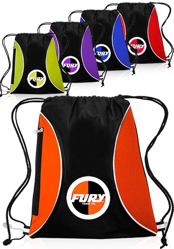 Non-Woven Zipper Drawstring Sports Backpack - 13" W x 15" H 2