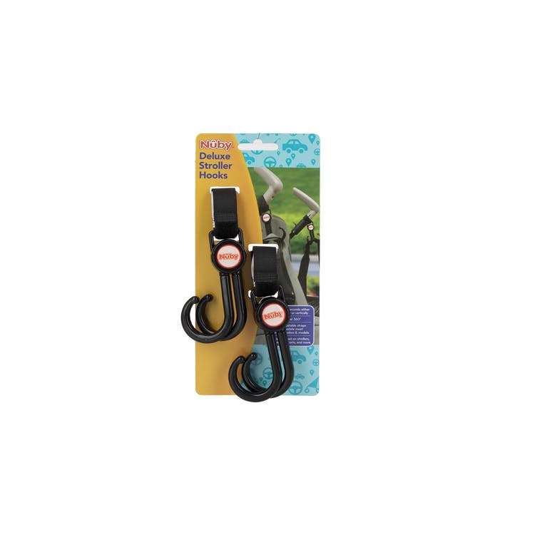 Nuby Double Stroller Hooks - 2 Pack Black 2