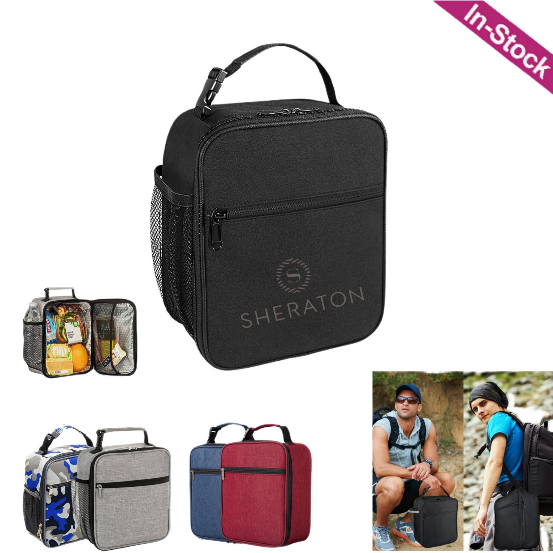 Portable Insulated Lunch Bag with Bottle Pocket 5