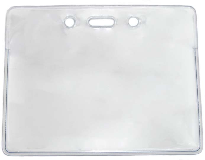 3.80" W x 3.00" H - Horizontal Clear Vinyl Badge Holder (Blank) 2