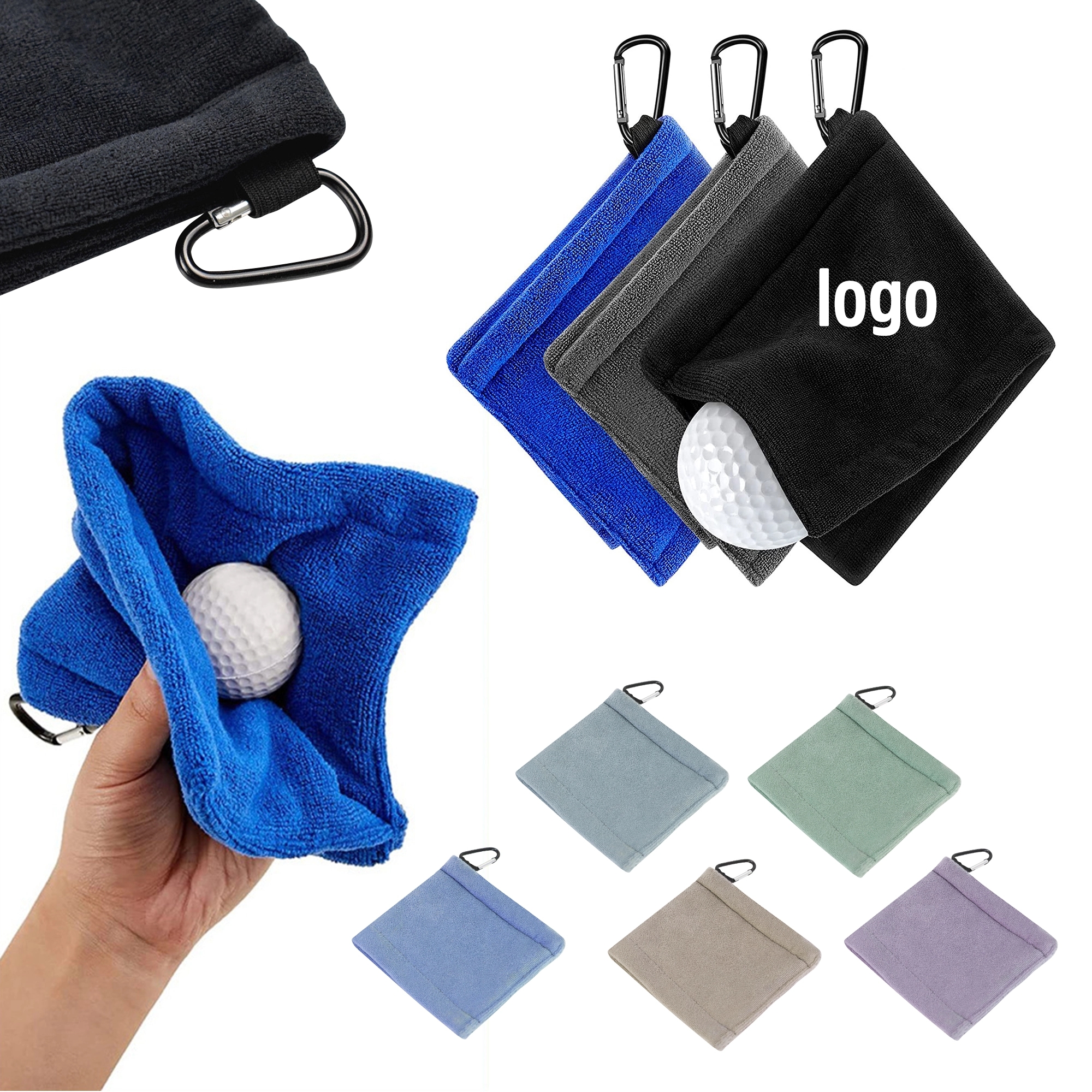 6"x6" Microfiber Golf Ball Towel With Clip 1