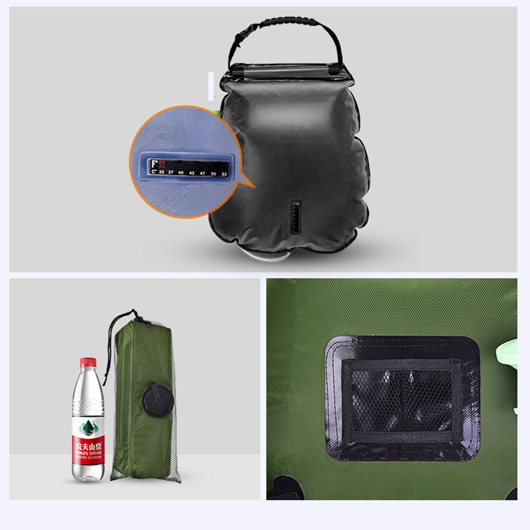 Outdoor portable solar thermal shower water bag 5