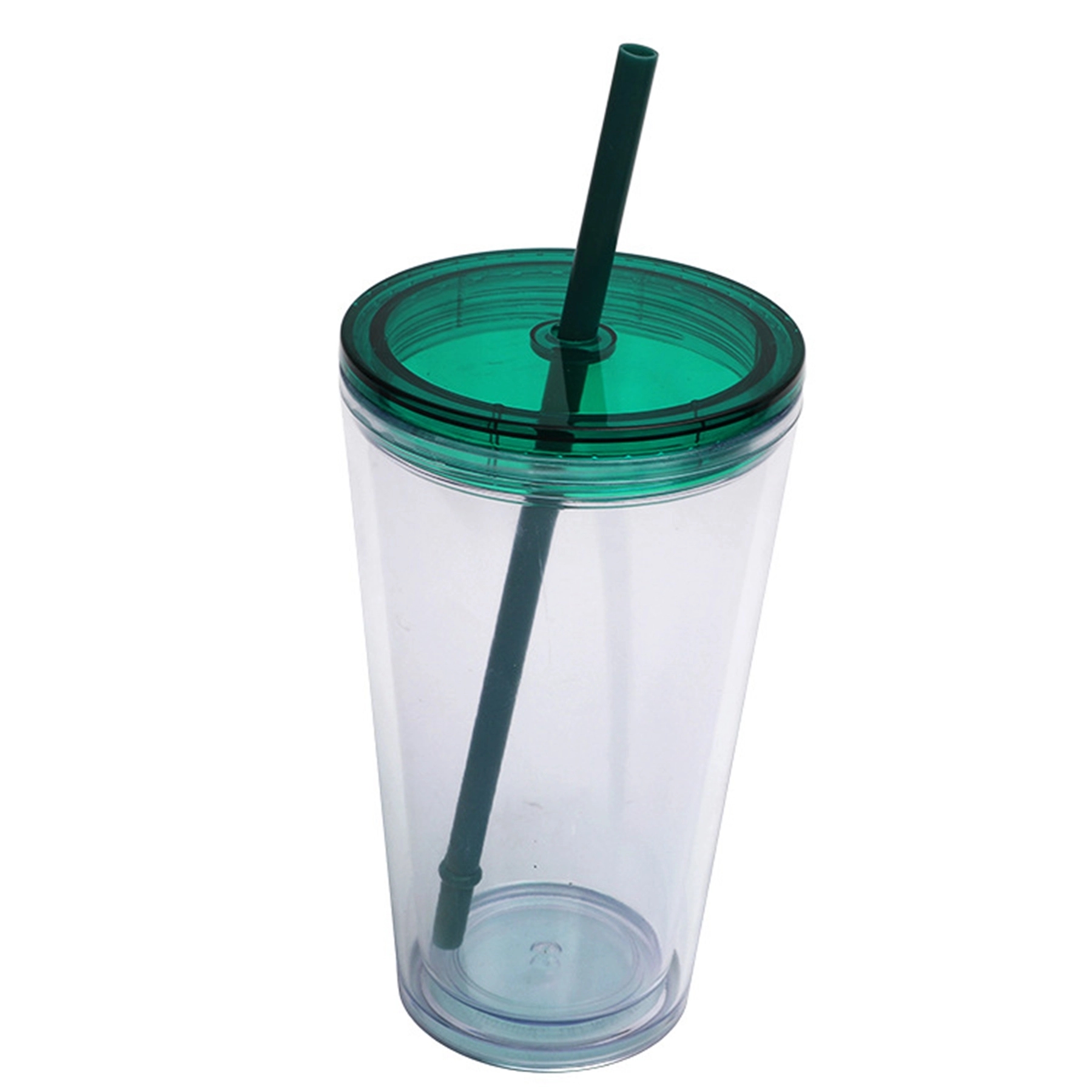 16 Oz. Double Wall Clear Plastic Tumbler with Straw 8