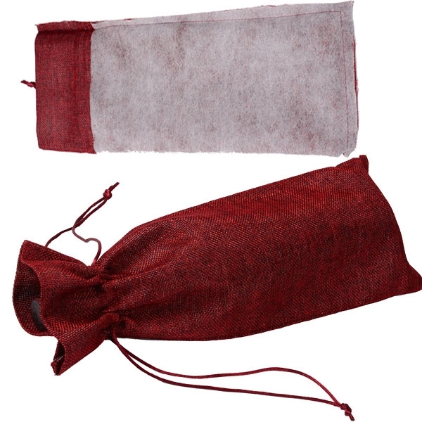 Color Holiday Jute Drawstring Wine Bag 2
