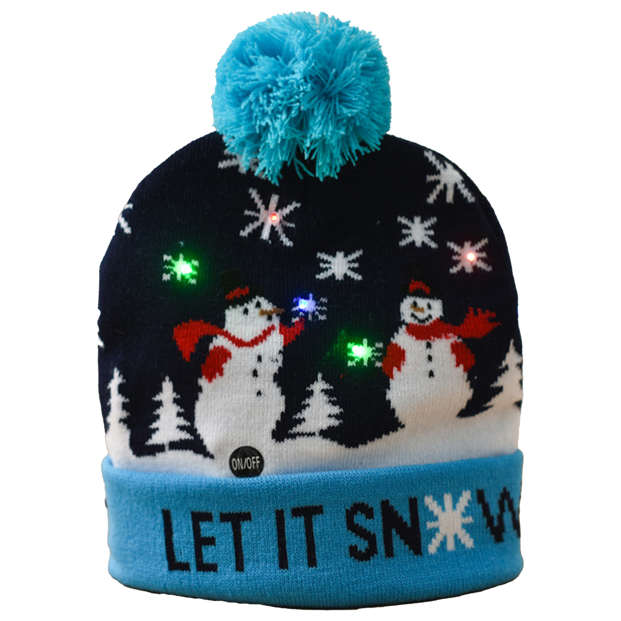 Acrylic Knitted Luminous Christmas Hat With Ball 4