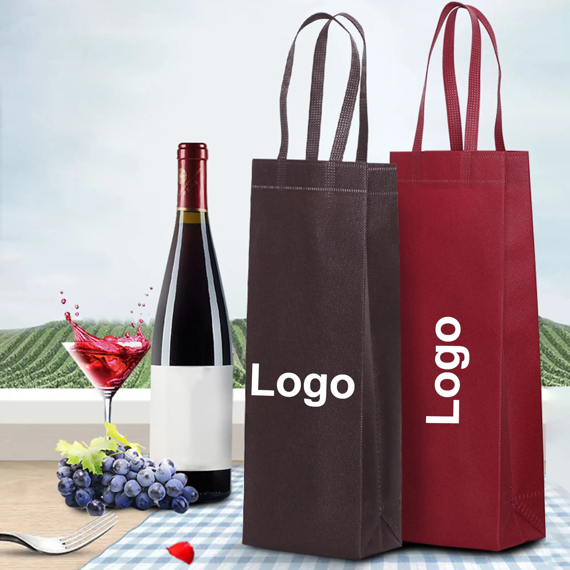 Reusable Non Woven Wine Bottle Gift Bag 11