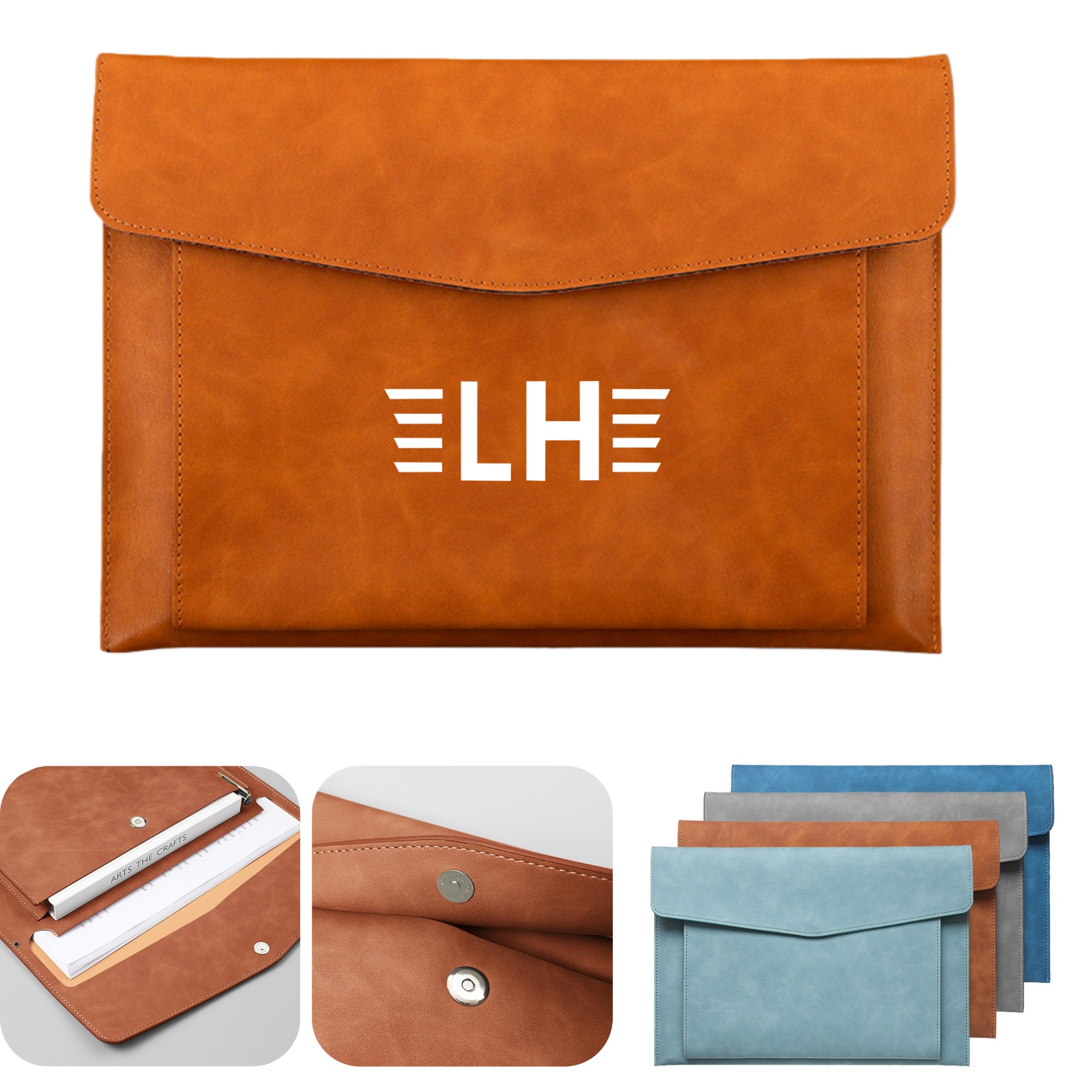 Leather A4 File Folder Document Holder with 2 Compartments 5