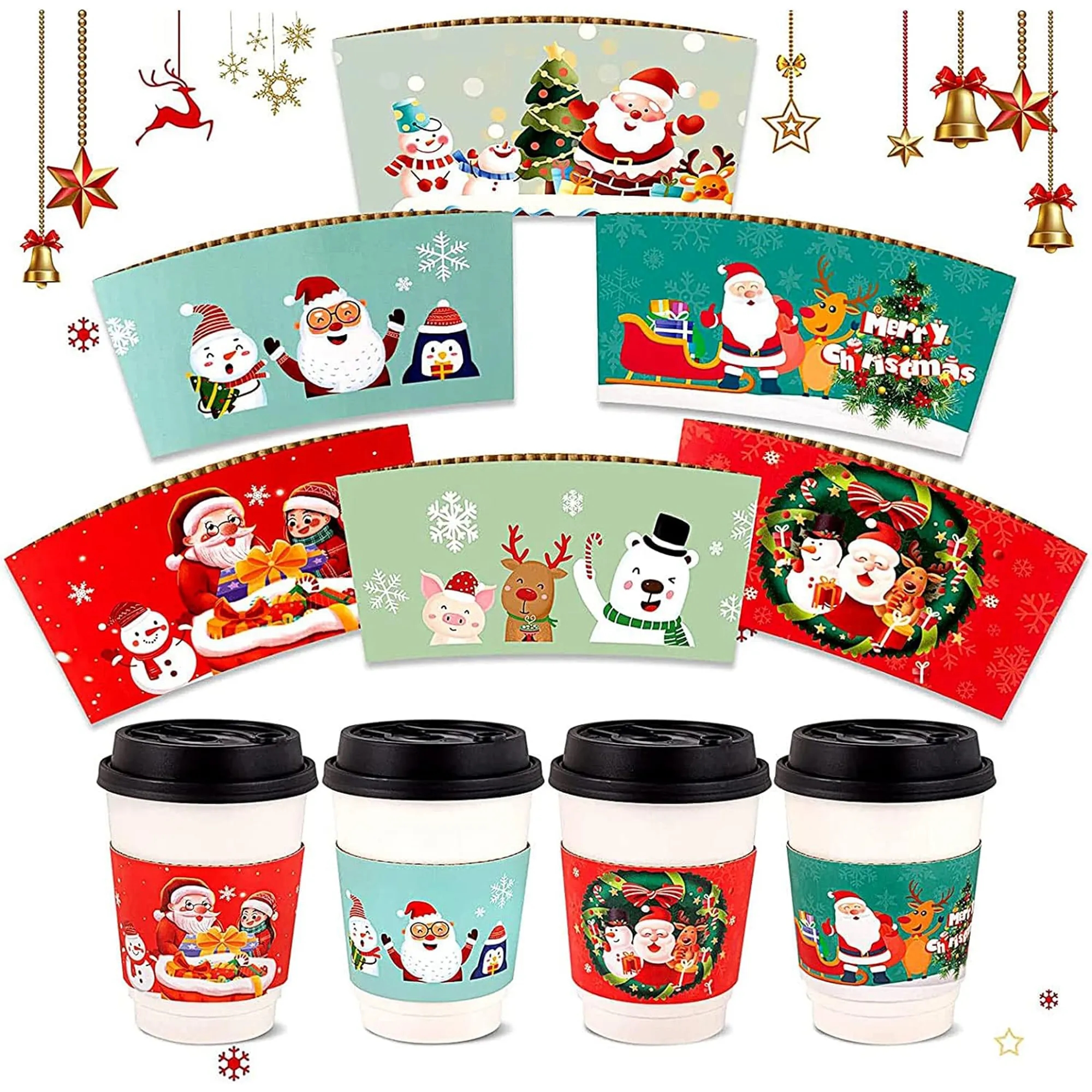 Heat Insulation Corrugated Kraft Coffee Cup Sleeves 3