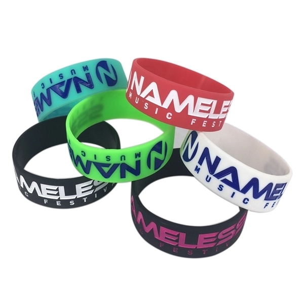 3/4 Inch Debossed Silicone Wristband w/ Color Filled 2