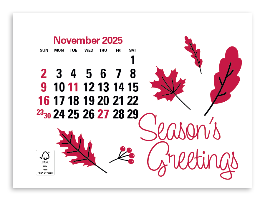 4C Press-N-Stick Header Standard Calendar 14-Month