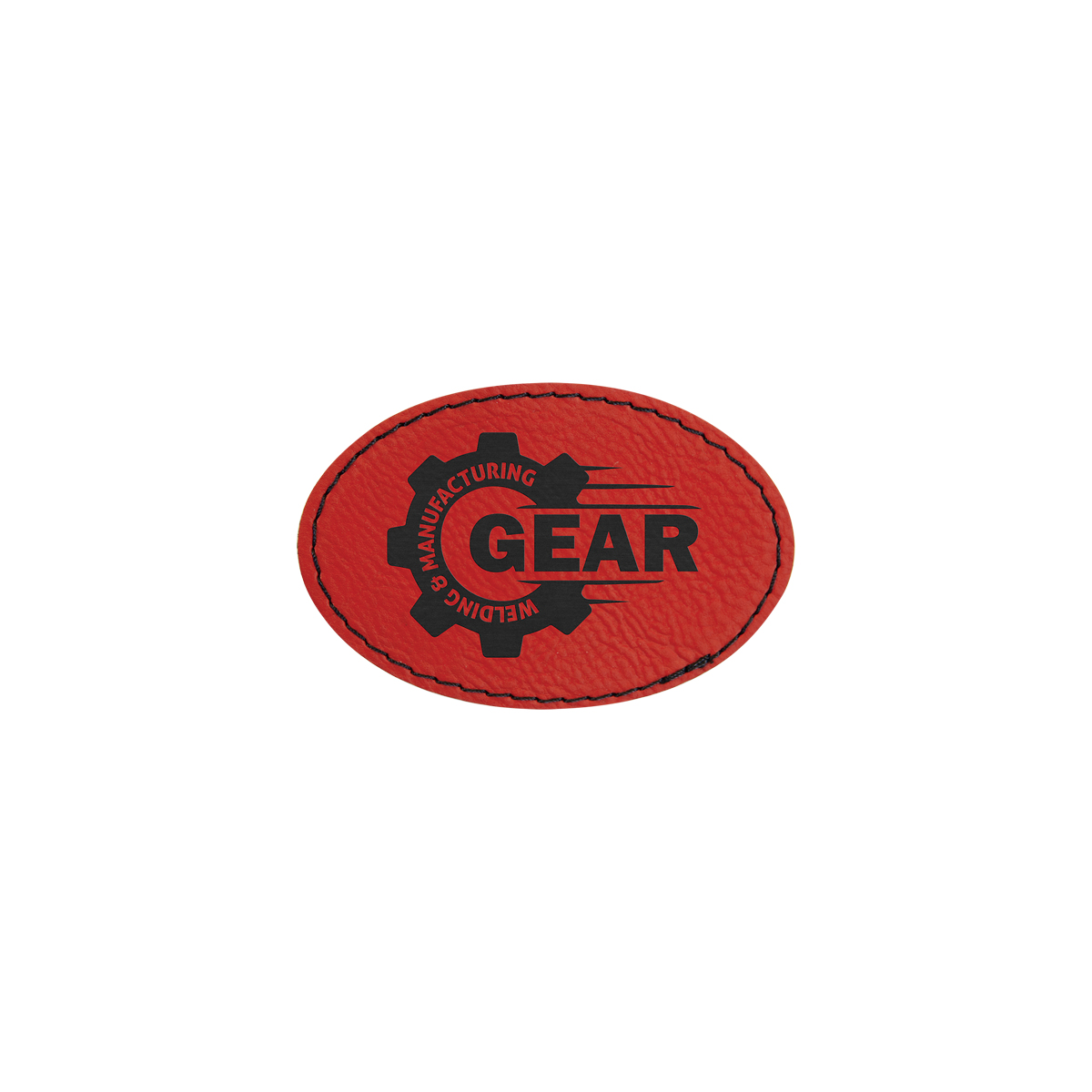 3" x 2" Red Leatherette Oval Patch with Adhesive