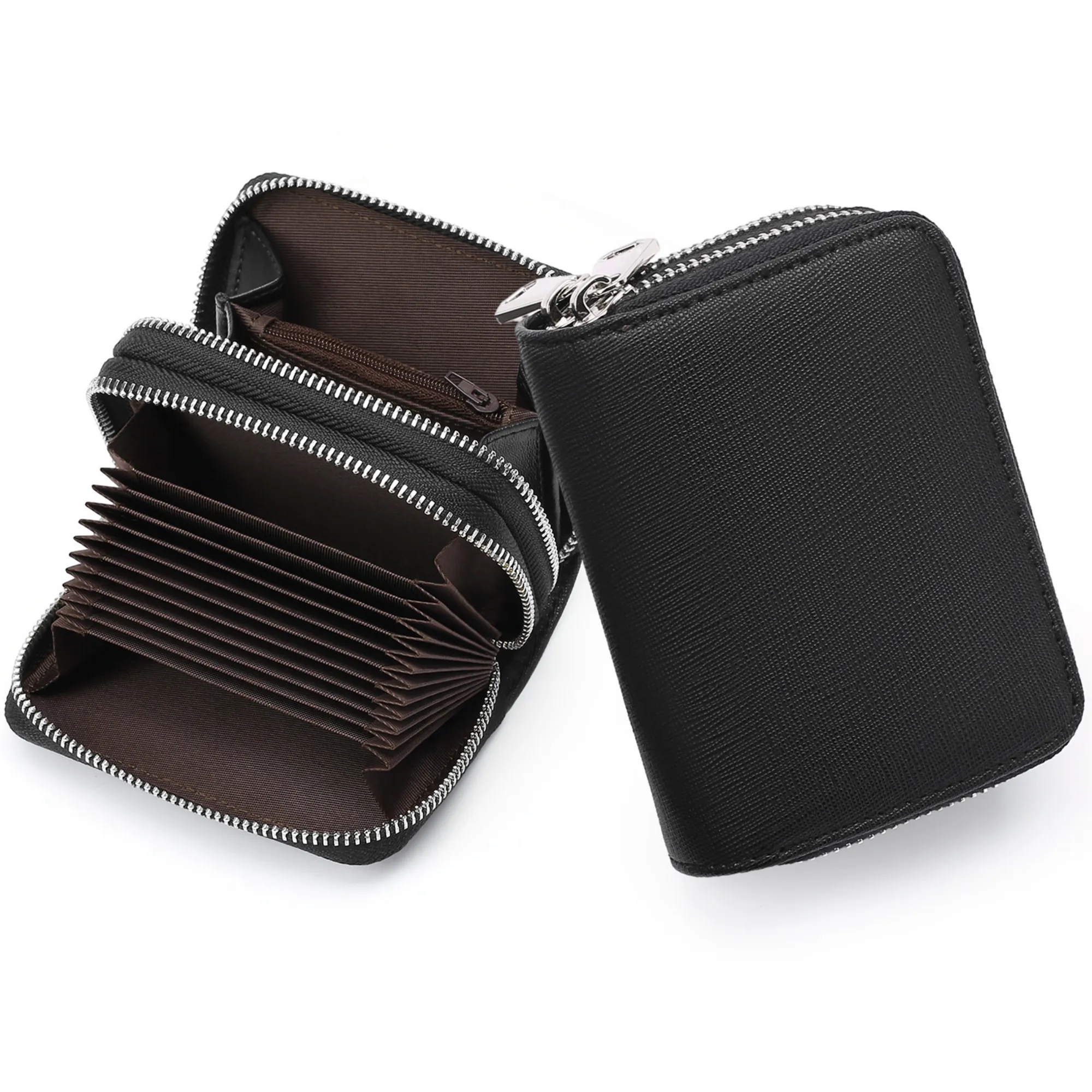 Premium Dual Zipper RFID-Blocking Leather Card Holder 7