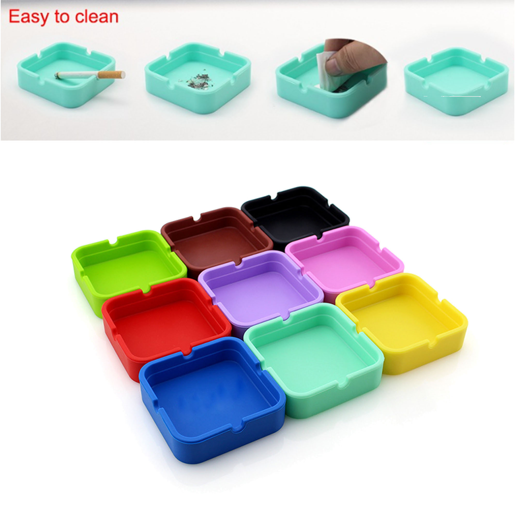 Premium Silicone Unbreakable Square Ashtray for Long-Term Use 3