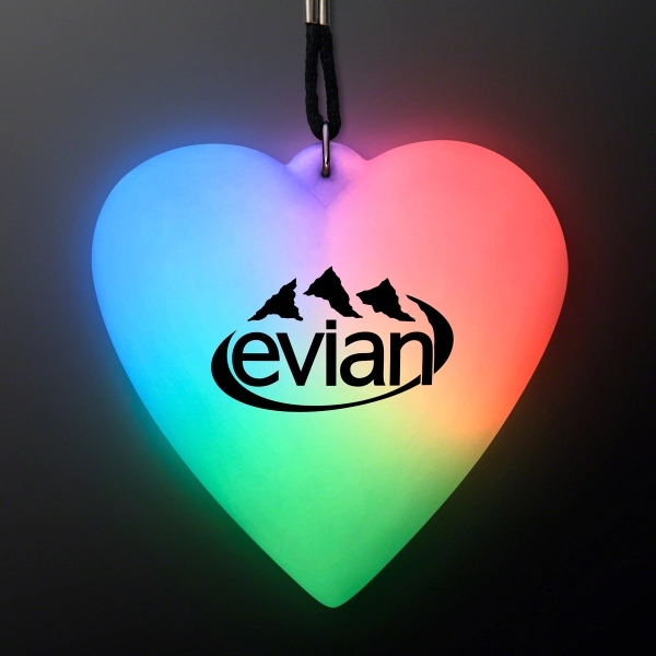 LED Deco Heart Necklace on Black String Lanyard 3