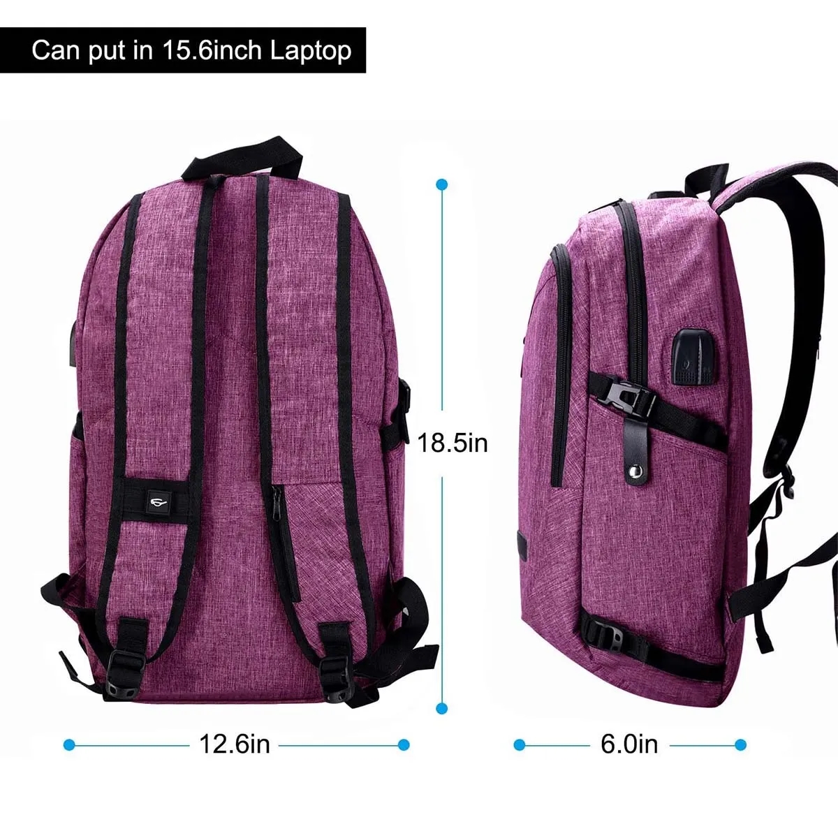 Large Capacity Anti-Theft Laptop Backpack w/ USB Port & Lock 5