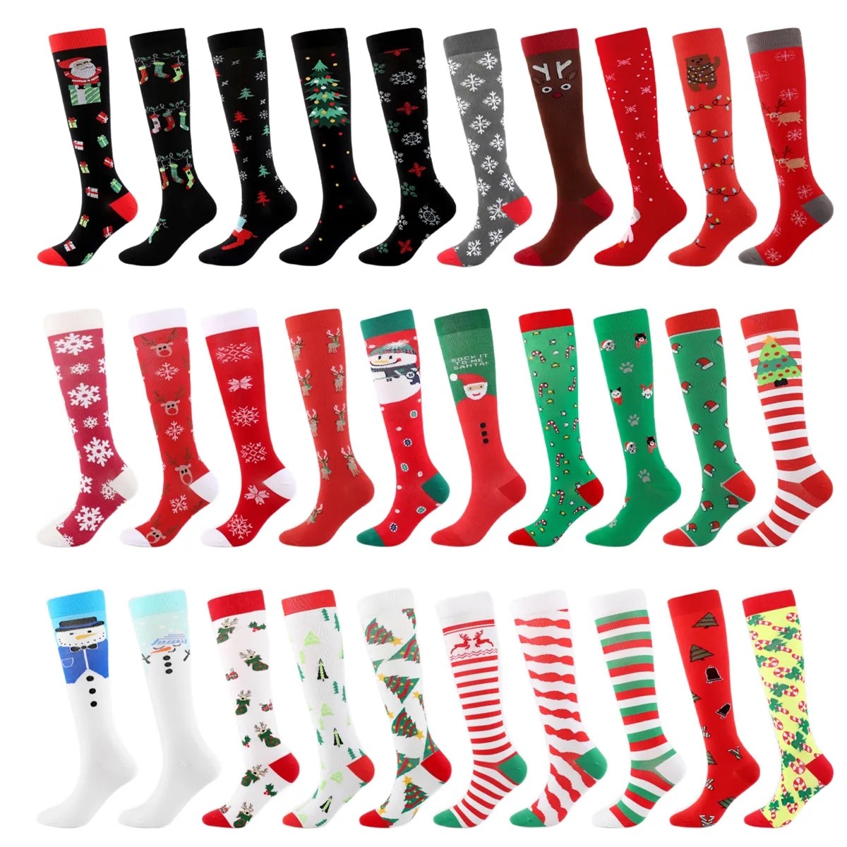 Christmas Compression Socks for Women & Men 15-20mmHg 5