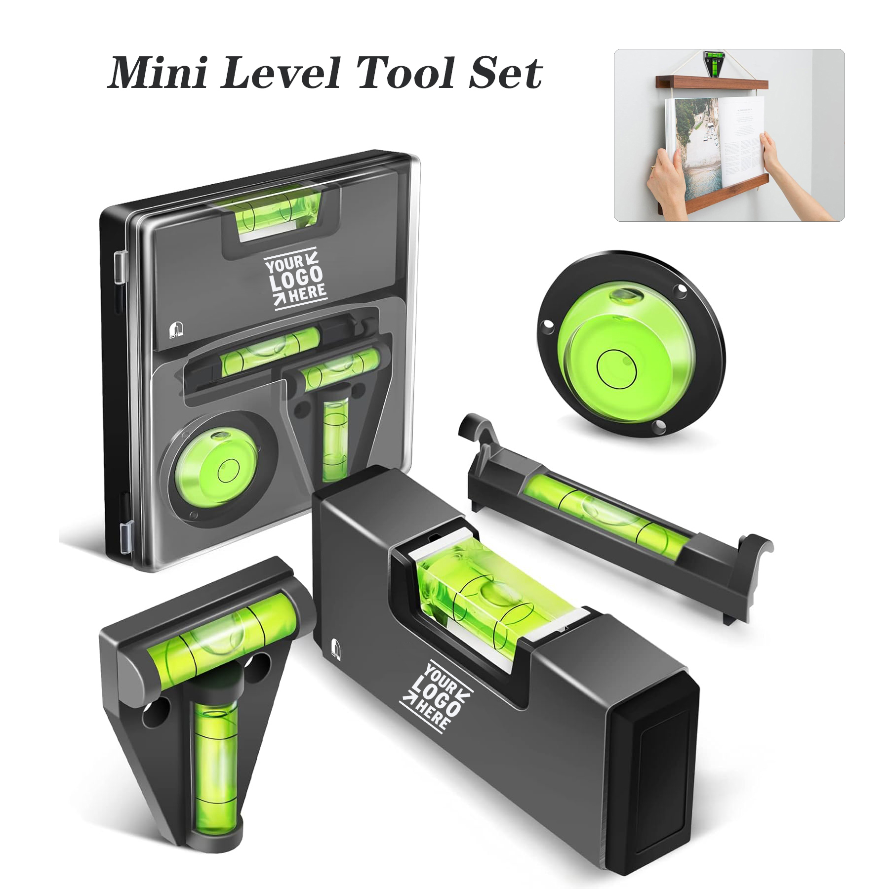 Mini Tool Set 4-In-1 Portable Small Bubble Magnetic Pocket T String Circular Level