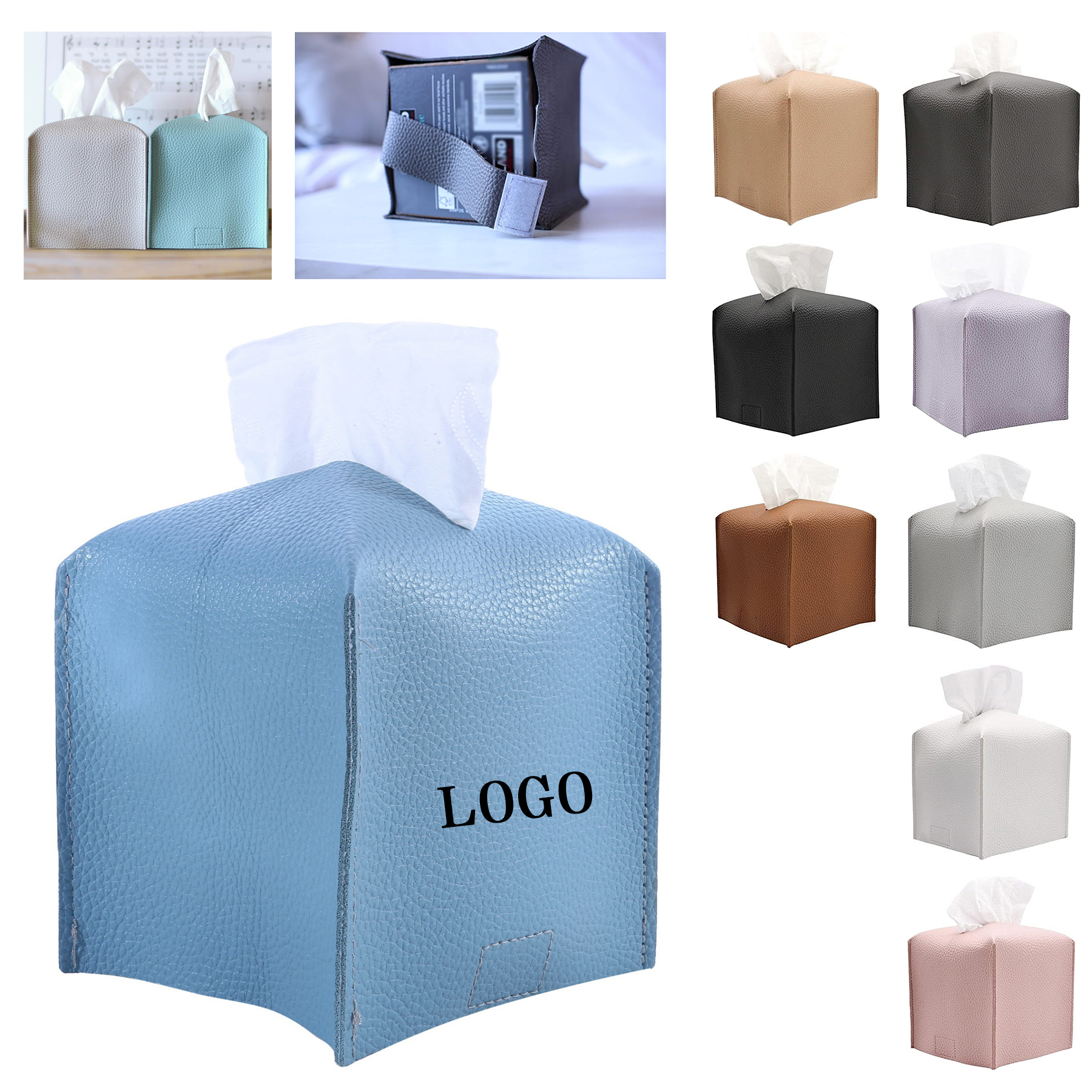 Square Leather Tissue Box 6