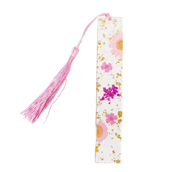 Pressed Flower Resin Bookmark with Tassel 12