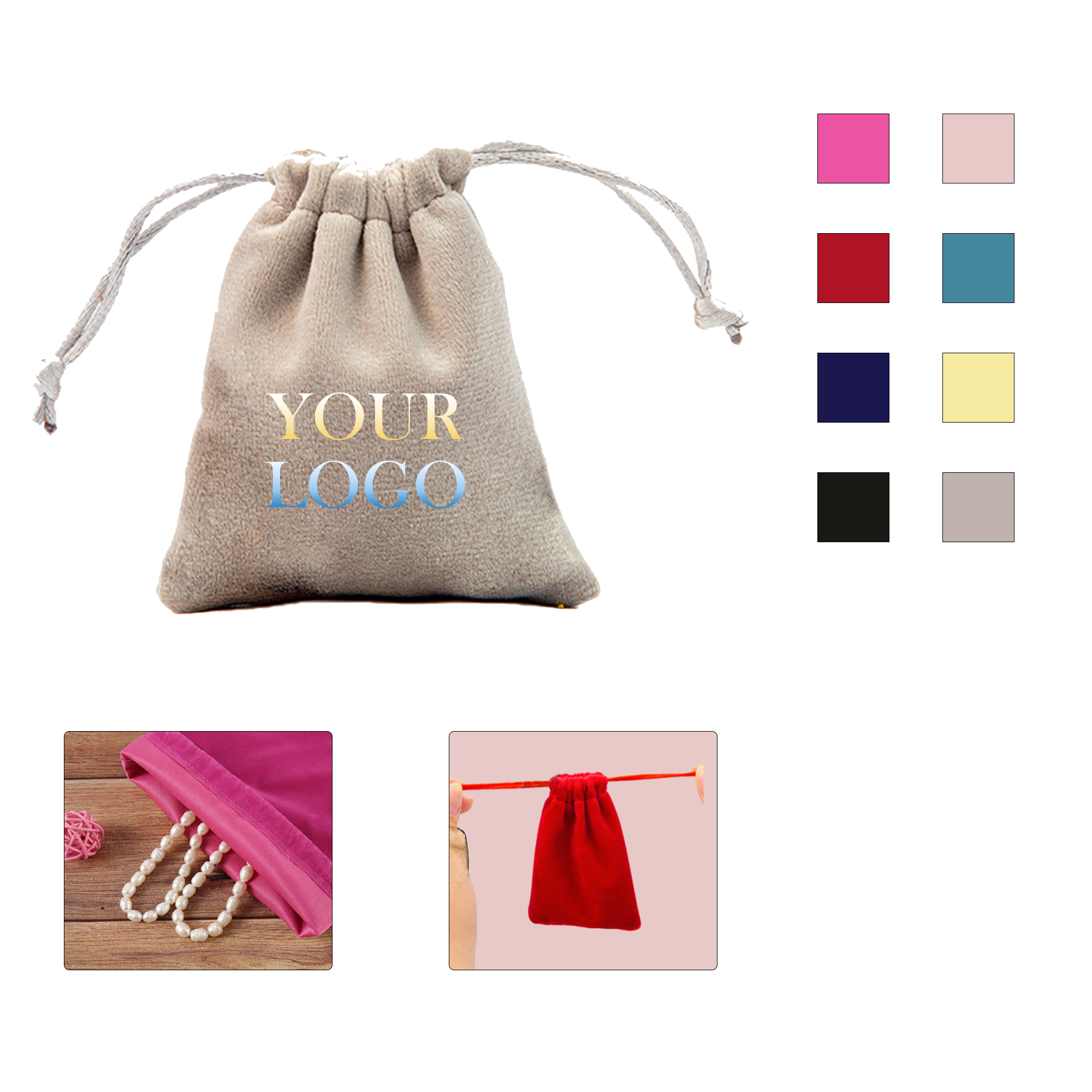 MOQ:50pcs Flannelette Drawstring Pouch 1