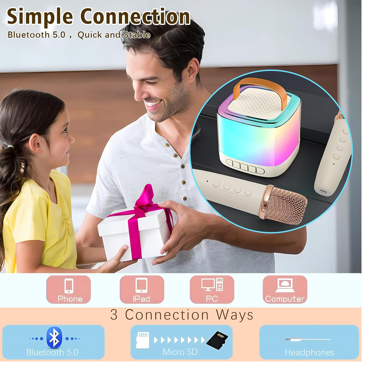 Kids Karaoke Machine with Microphone for Girls and Boys 4