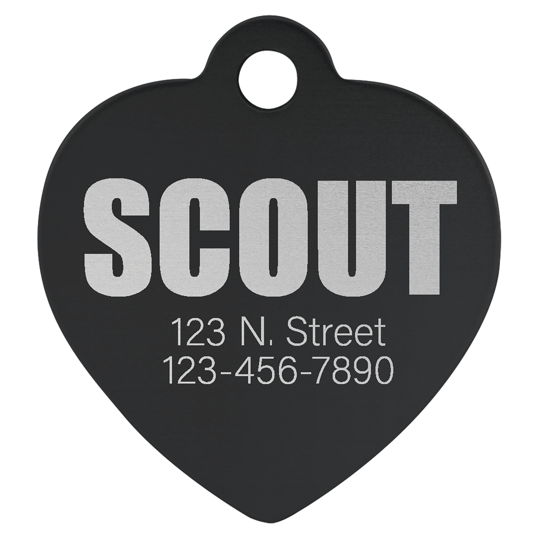 1 1/4" x 1 1/4" Black Anodized Aluminum Heart Pet Tag 1