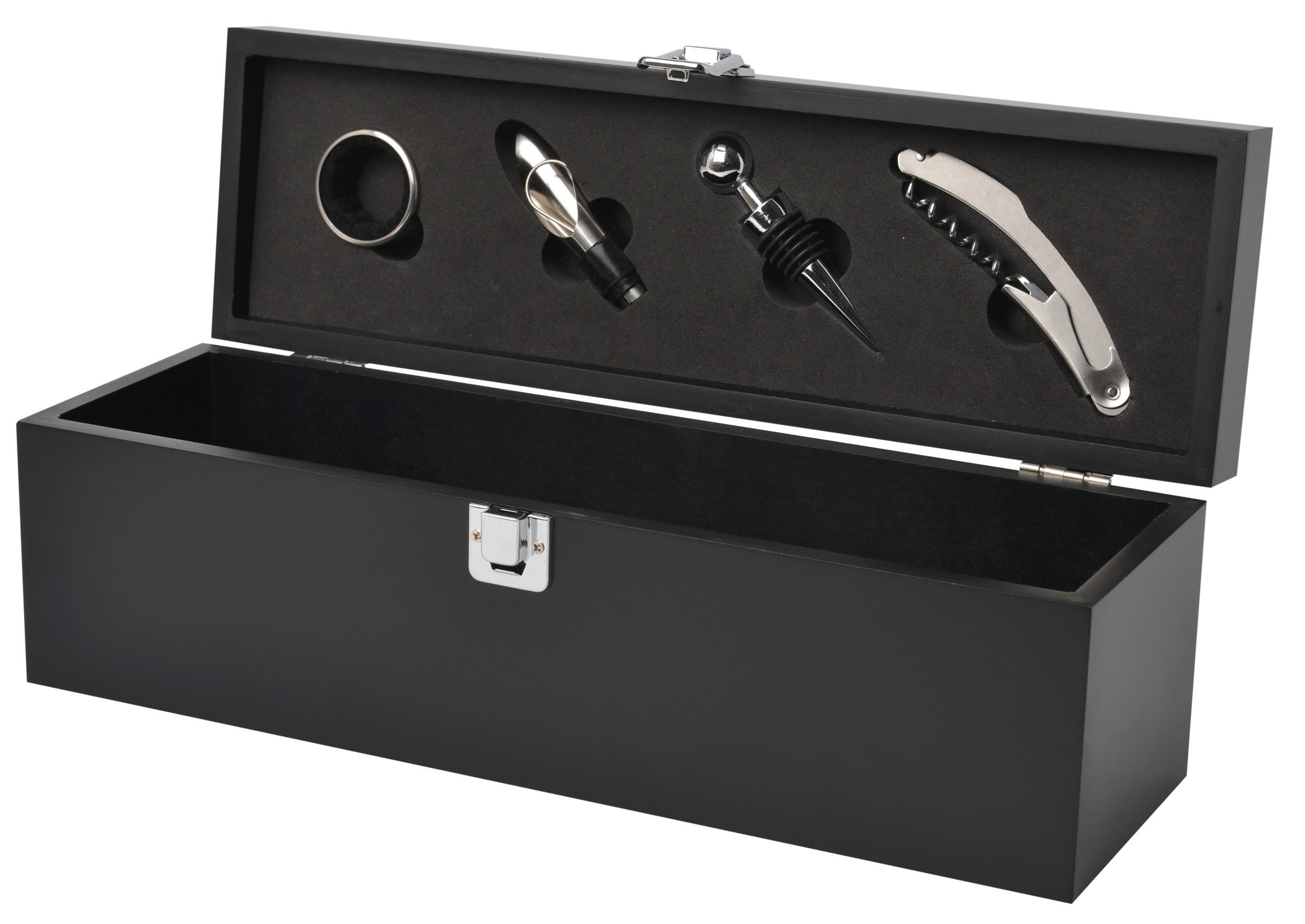 4 PC Wine Opener Set with Black Wood  Holder Case 5