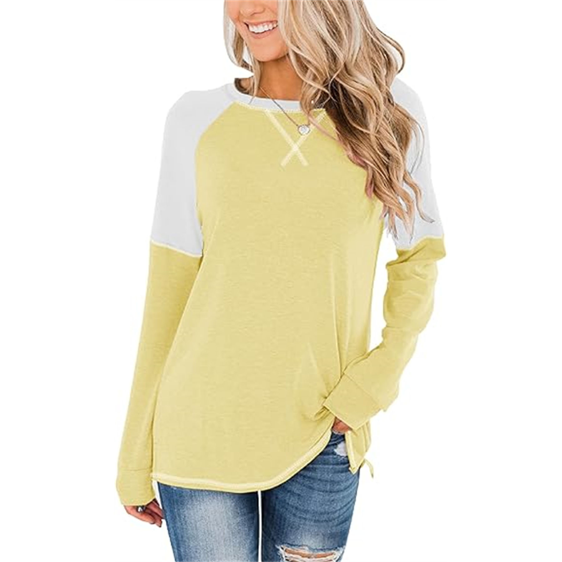 Women's Crew Neck Color Block Blouse 10