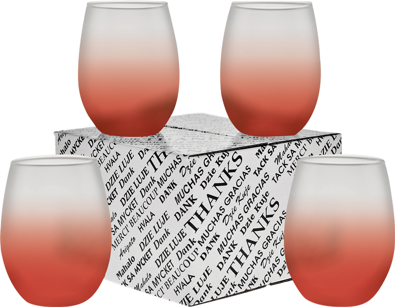 15 oz. Stemless Wine Glass Thank You Set 13